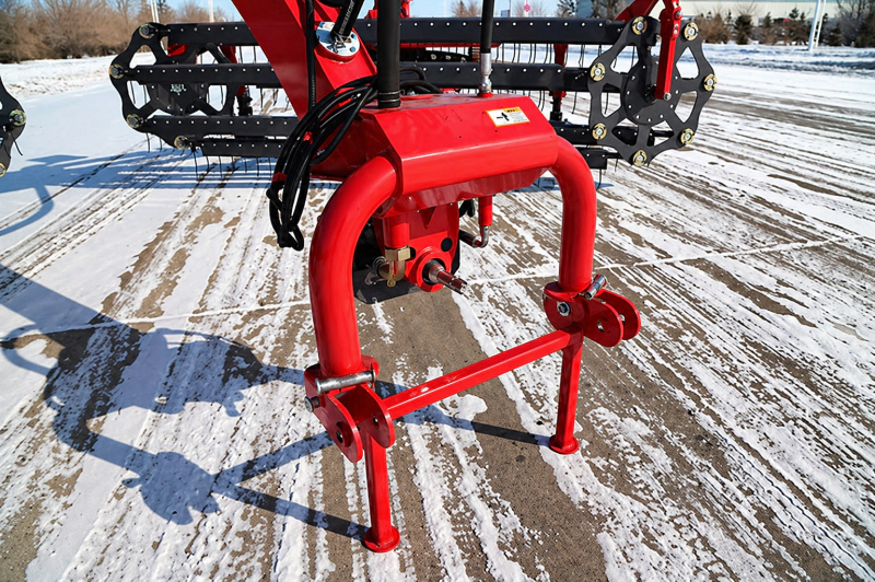 Robust frame design of the roller hay rake equipment showing structural integrity