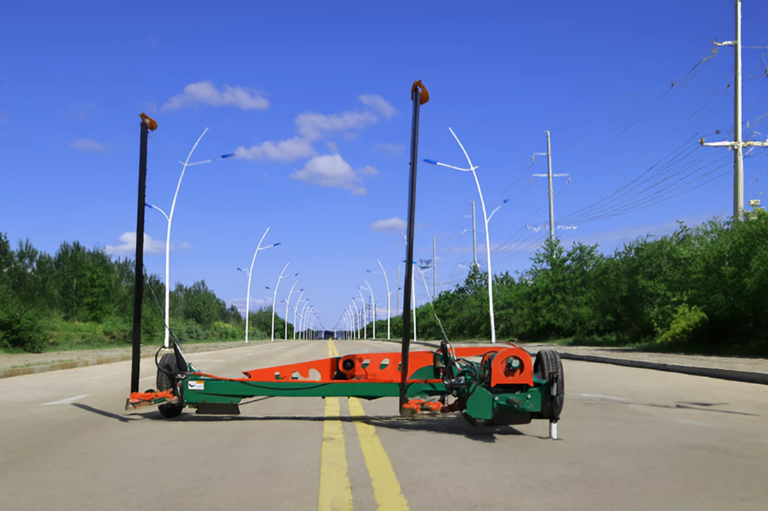 Heavy-duty Traction double-blade lawn mower operating smoothly in a massive overgrown pasture