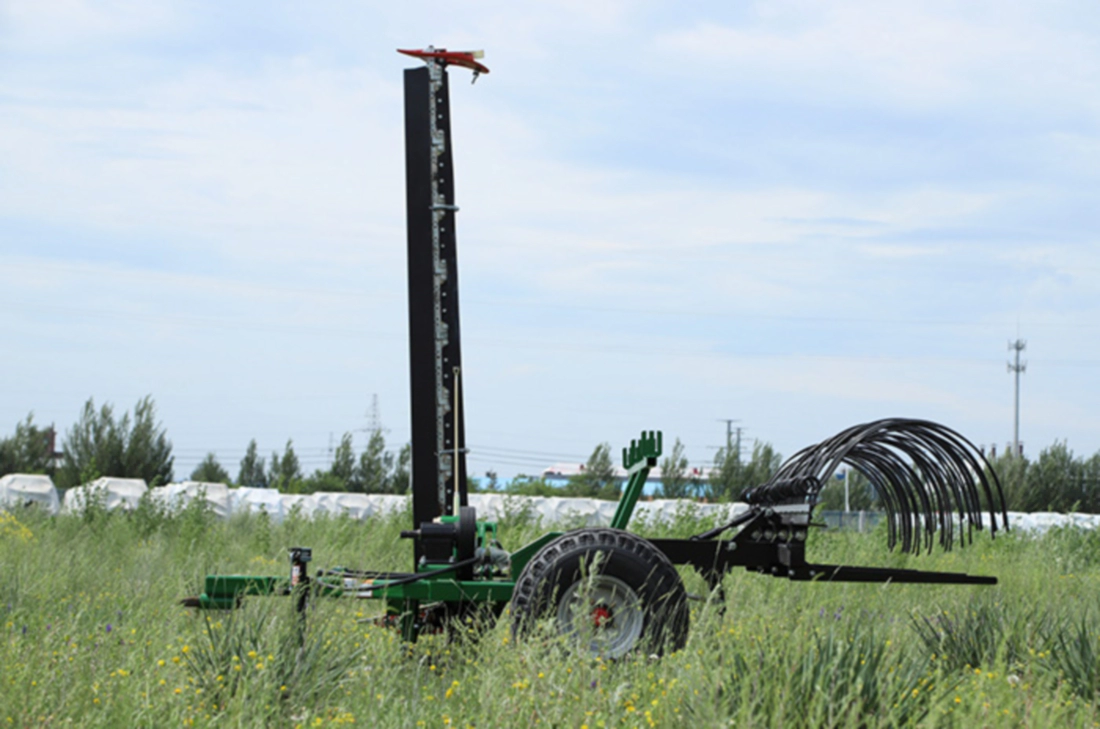 Heavy-duty Tractor-Pulled Lawn Mower with Rake operating smoothly in a massive overgrown pasture