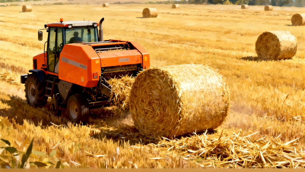 Tractor pulling the 9EP-1950 round baler